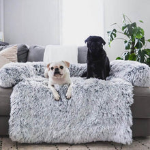 Load image into Gallery viewer, Two little dogs chilling on the sofa with a soft cover made for pets
