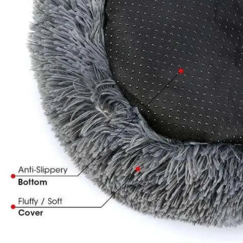 Bottom side of fluffy dog bed